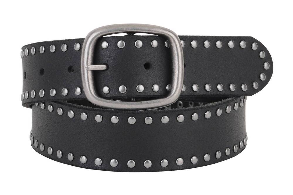 NEW MOST WANTED women's stud-lined belt with grunge & punk edge in black